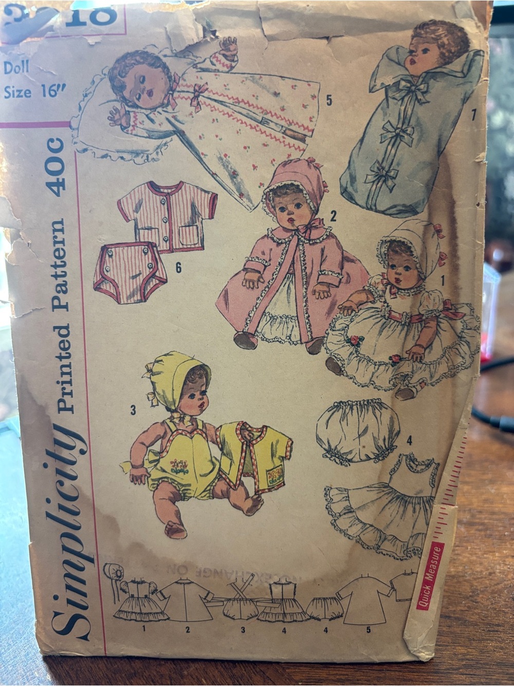 Simplicity Doll Sewing Pattern - Pink, Yellow & Blue Outfit Designs